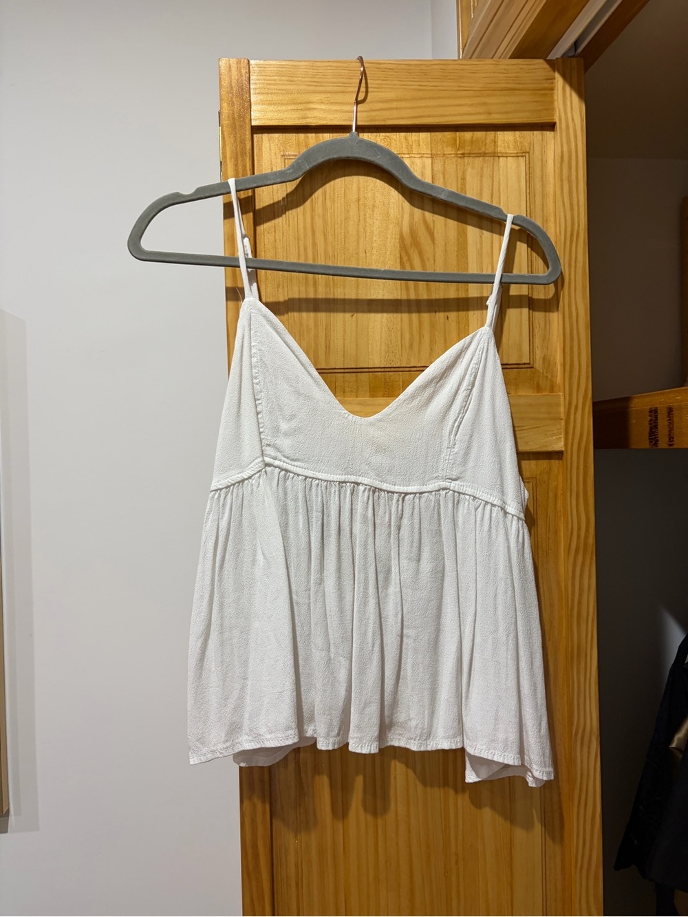 Brandy Melville White Spaghetti Strap Babydoll Tank (one size, S) - Picture 2 of 4